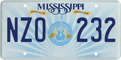 MS license plate NZO232