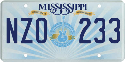 MS license plate NZO233
