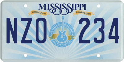 MS license plate NZO234