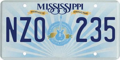 MS license plate NZO235