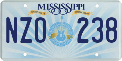 MS license plate NZO238