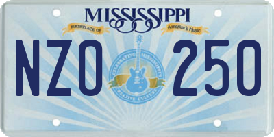 MS license plate NZO250