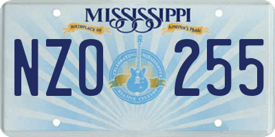 MS license plate NZO255
