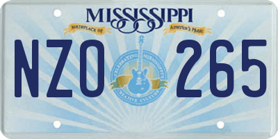MS license plate NZO265