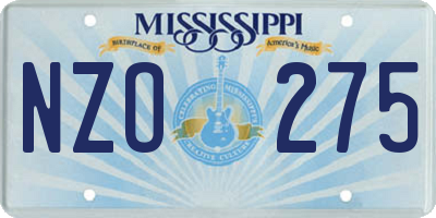 MS license plate NZO275