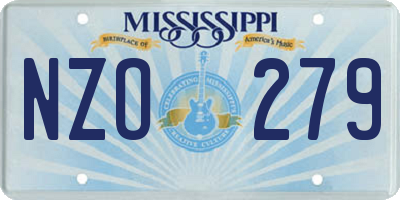 MS license plate NZO279