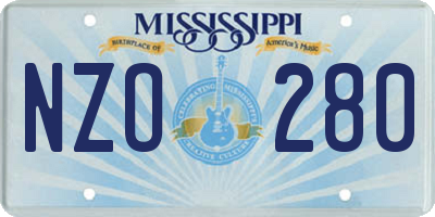 MS license plate NZO280