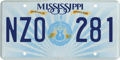 MS license plate NZO281