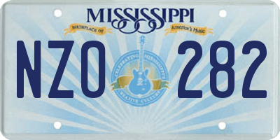 MS license plate NZO282
