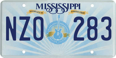 MS license plate NZO283
