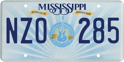 MS license plate NZO285