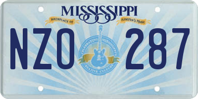 MS license plate NZO287