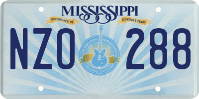 MS license plate NZO288