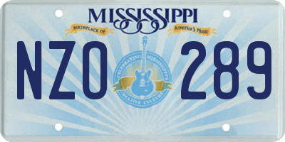 MS license plate NZO289
