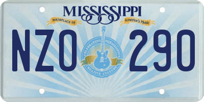 MS license plate NZO290