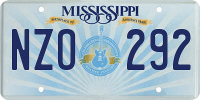 MS license plate NZO292