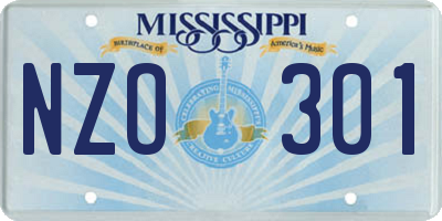 MS license plate NZO301