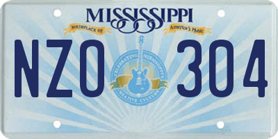 MS license plate NZO304