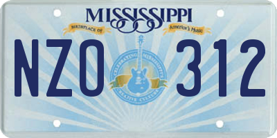 MS license plate NZO312