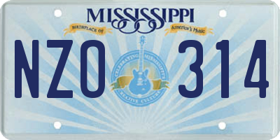 MS license plate NZO314