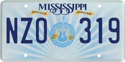 MS license plate NZO319