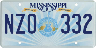 MS license plate NZO332