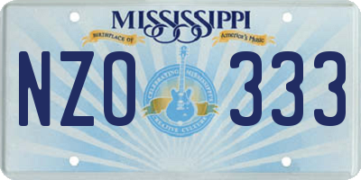 MS license plate NZO333