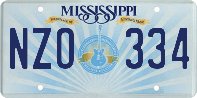 MS license plate NZO334