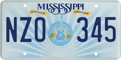 MS license plate NZO345