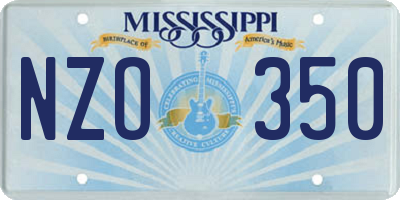MS license plate NZO350
