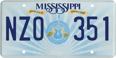 MS license plate NZO351