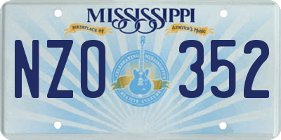 MS license plate NZO352
