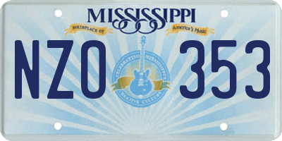 MS license plate NZO353