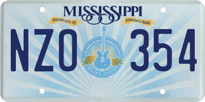 MS license plate NZO354