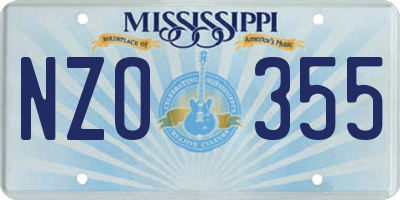 MS license plate NZO355