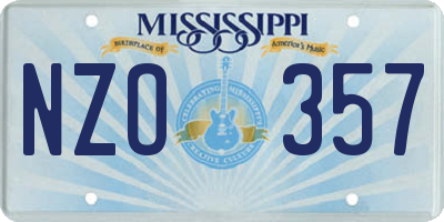 MS license plate NZO357