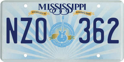 MS license plate NZO362