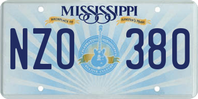 MS license plate NZO380