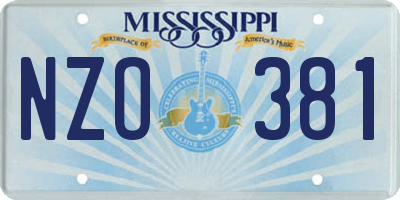 MS license plate NZO381