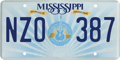 MS license plate NZO387