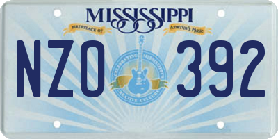 MS license plate NZO392