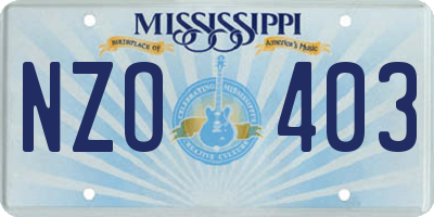 MS license plate NZO403