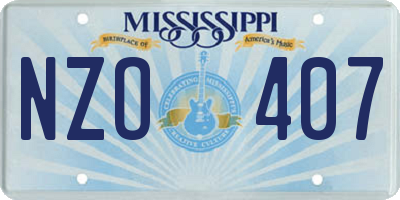 MS license plate NZO407