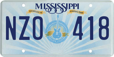 MS license plate NZO418