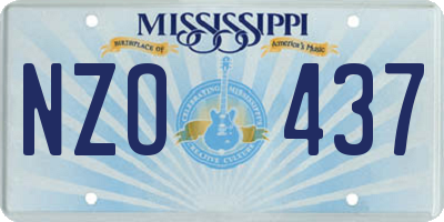 MS license plate NZO437
