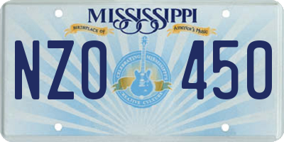 MS license plate NZO450