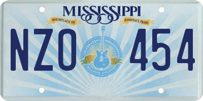 MS license plate NZO454