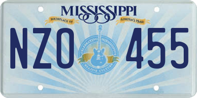MS license plate NZO455