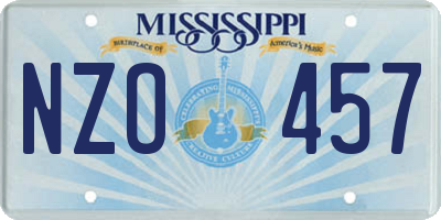MS license plate NZO457