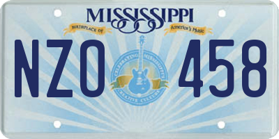 MS license plate NZO458